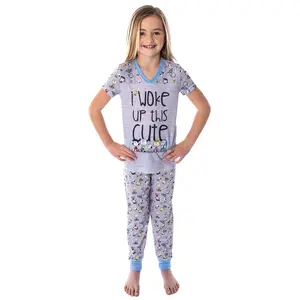 Peanuts Girls' Woke Up This Cute Pajamas Shirt And Pants 2 Piece PJ Jogger Pajama Set