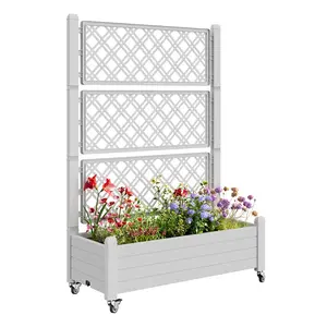 【dealsforyoudays】Rotating Raised Garden Bed with Trellis, Elevated Planter Box on Wheels, 360° Mobile Stand with Drainage & Critter-Proof Design, for Outdoor Vegetables, Flowers & Climbing Plants