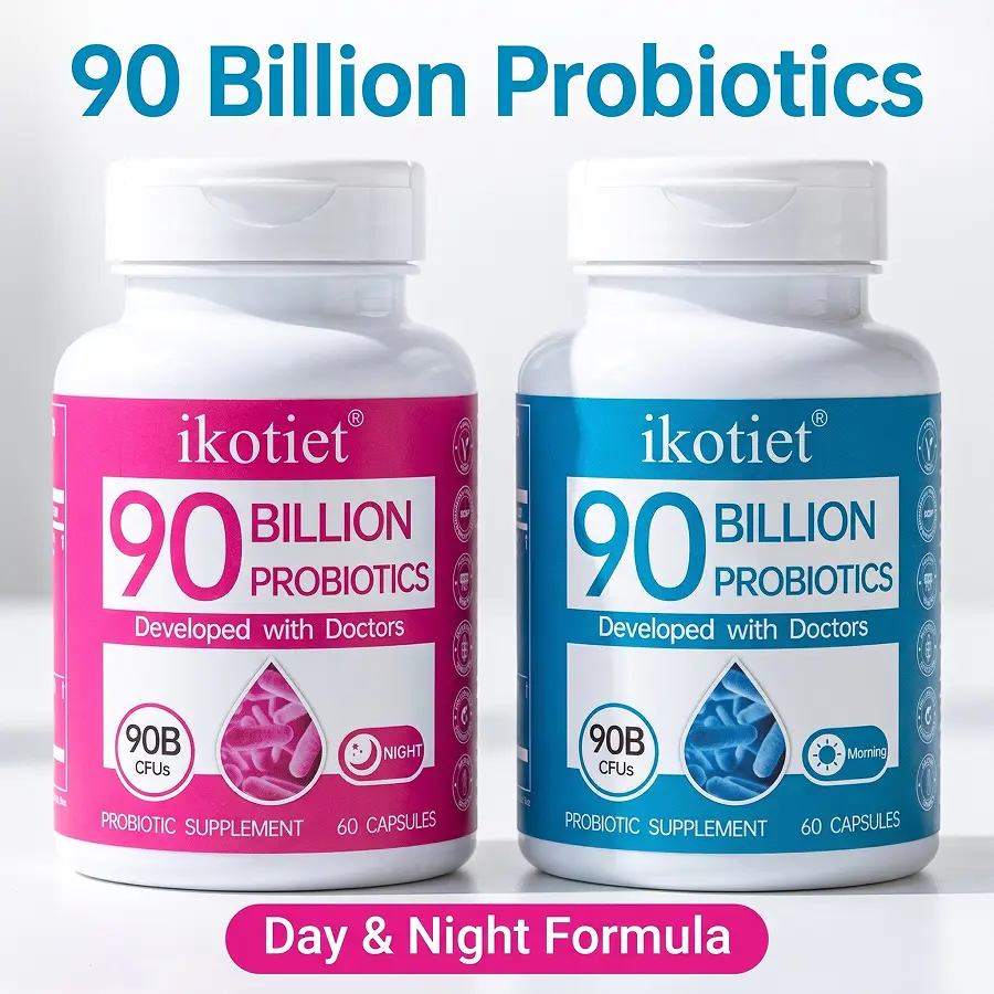 IKOTIET Women's Dual-Action Probiotics Healthcare Supplement - Day & Night Formula, Gut holistic Health Vitamins with Digestive Enzymes, 60 Capsules Dandelion Dietary Supplement