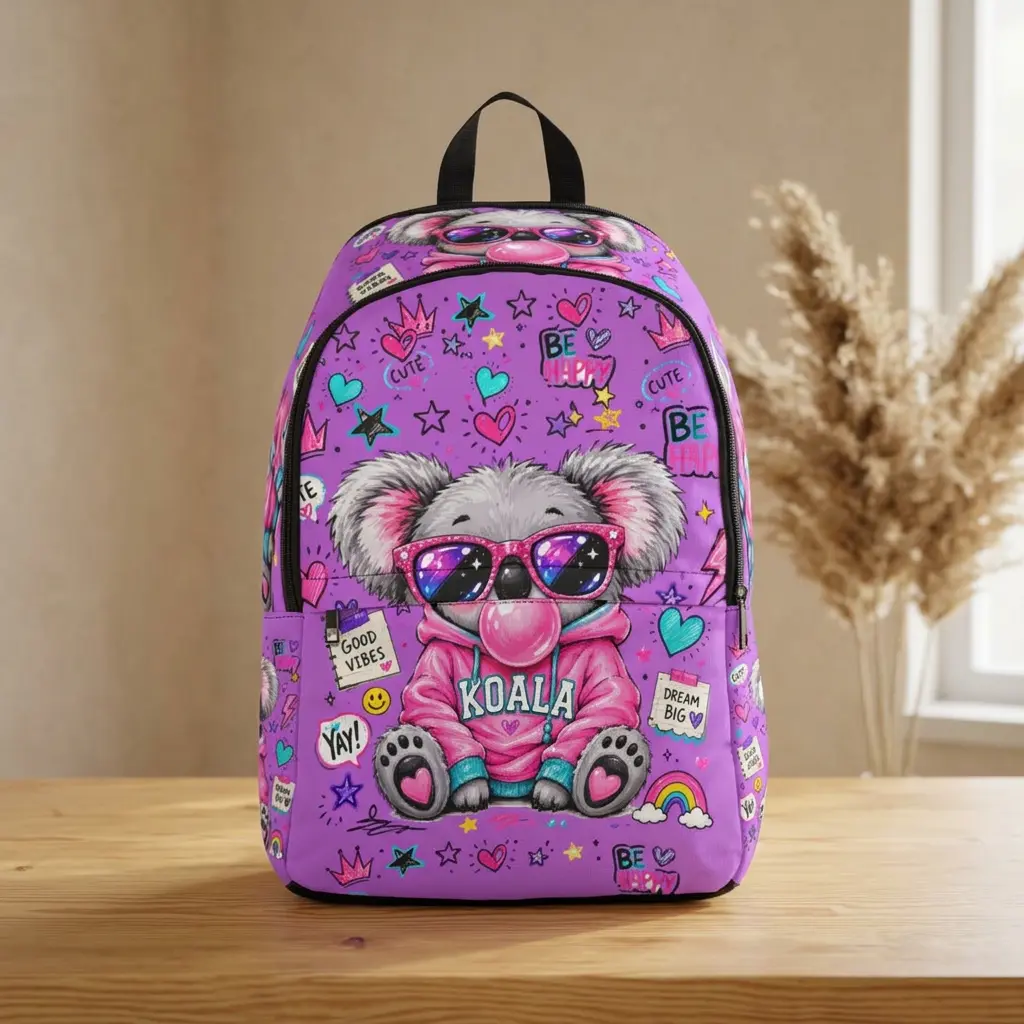 Cute Koala Backpack — Pink Kids School Bag with Sunglasses Koala Design