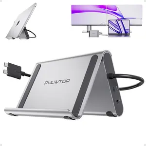 PULWTOP MacBook Docking Station Dual 4K@60Hz Monitor for MacBook Pro/Air M3 Pro/M4, USB C Docking Staton with 2 HDMI, PD, Ethernet, USB A/C 10Gbps, Audio, SD/TF, USB 2.0