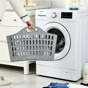 Thickened hollow-out design, foldable portable laundry basket, wall-mounted multi-grid portable storage box. Made of durable bucket-type polypropylene material, suitable for home and bathroom storage.