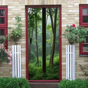 2pcs Forest DeepWall Sticker Natural Landscape Tree Pattern Home Decor Removable Living Room BedroomBackground Wall Decal Environmental Protection PVC Material Waterproof Self Adhesive Wallpaper Sticker