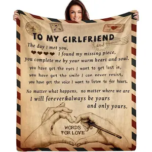Valentine Gifts for Girlfriend to My Girlfriend Blanket Romantic Gifts for Her I Love You Throw Blankets Birthday Anniversary Blankets for Bed Sofa 50"x60" High-Quality Fabric Perfect for All Seasons Valentines Gift Idea for Women
