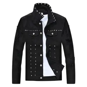 European and American men's denim jacket trendy brand high street heavyweight rivet trend men's denim jacket casual fashion men's top