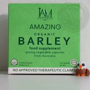 IAM Worldwide - Amazing Organic Barley 500mg Vegetable Capsules - 100 Count Certified Gluten-Free & Halal Certified Healthcare Supplement