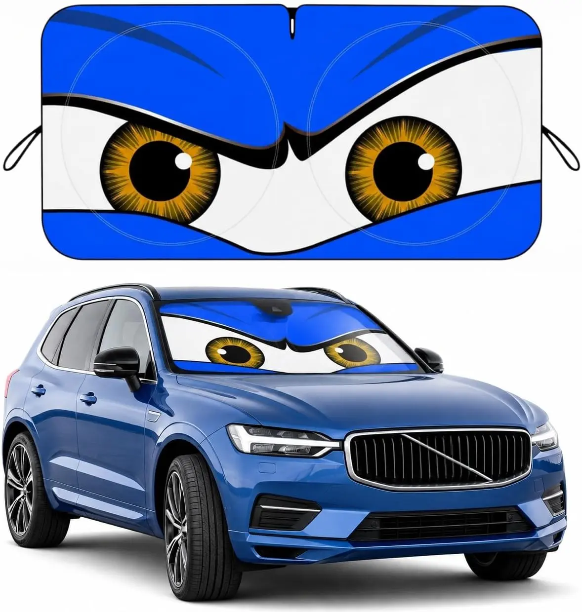 Car Windshield Sun Shade, Universal Fit Midsized Sedan SUV, Monster Blue 63 x 31.5"