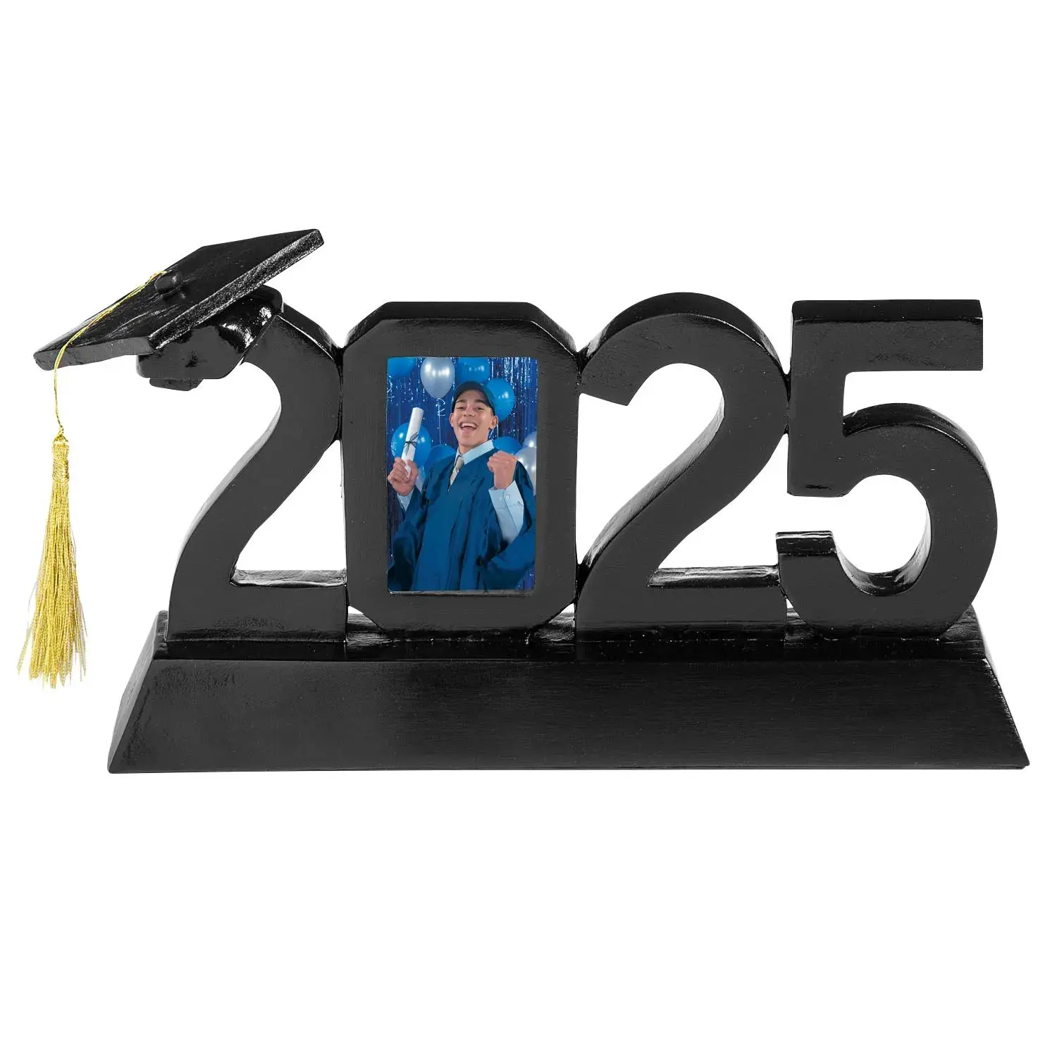 8"x5" 2025 School Graduation Decorative Black Resin Frame with Tassel, Home Decoration & Festive Party Supply, Spacious Photo Space, Ideal for Party Gifts & Gifting
