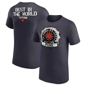 💥Men’s Gray CM Punk In Punk We Trust T-Shirt, Professional Wrestler Graphic Tee, Unisex Casual Streetwear Shirt Hoodie Sweatshirt Style Menswear Fitted, 100% Cotton Soft Breathable Short Sleeve Camiseta Verano Everyday Wear Top, Gift for Him Her
