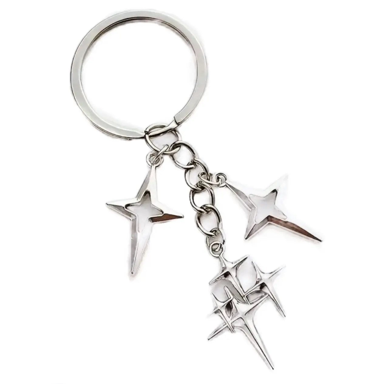 Aesthetic Star Keychain with Decorative Elements and Keyring Attachment