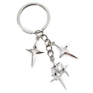 Aesthetic Star Keychain with Decorative Elements and Keyring Attachment