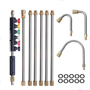 High Pressure Washer Extension Wand, 1/4" Quick Connect Lance, 6 Nozzle Tips, 4000 Psi, Gutter Cleaning, Roof Drainage, Exterior Walls