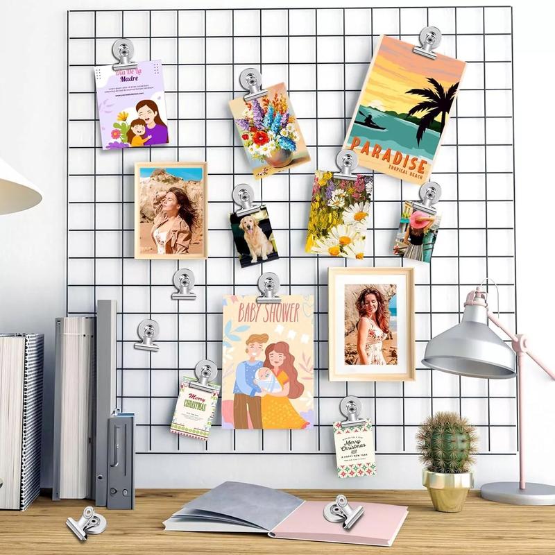 Super Z Outlet Magnetic Clips 16pcs Heavy Duty Refrigerator Magnet Clips Fridge Magnets Strong Round Metal Stainless Steel