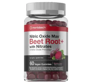 Horbäach Nitric Oxide Beet Root Gummies | 60 Chews | with Nitrates, Vitamin C & Black Pepper | for Men & Women | Strawberry Flavor | Vegan, Non-GMO, Gluten Free Supplement