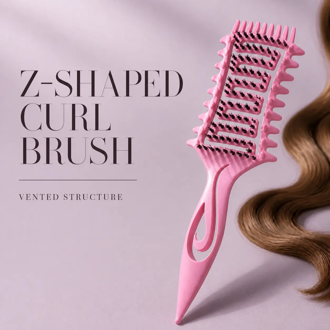 Z-Shaped Vented Curl Brush with Pointed End, Open Hair Styling Comb for Curl, Wave and Sectioning Routines