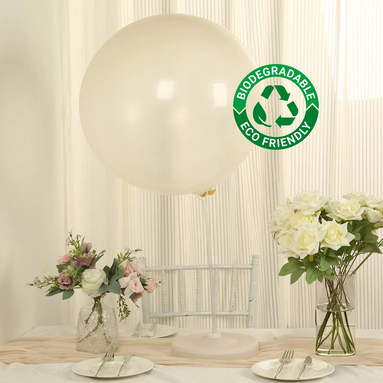 5 Pack Large Clear Biodegradable Balloons, Eco-friendly Thickened Extra Strong Latex Helium Party Balloons - 36"