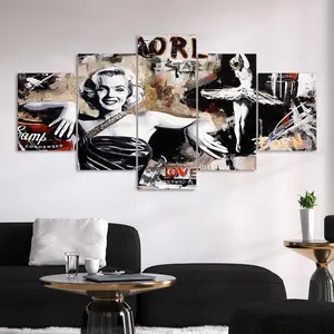 5 Counts Unframed Canvas Poster, Marilyn Monroe Pop Art Ballet Dancer Collage, Exquisite Poster, Perfect Living Room Decoration, Modern Art, Fashion Family Poster, Wall Art Decoration, Odorless, Waterproof, Artwork