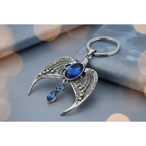 Keychain: Blue Jeweled Eagle