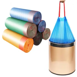 Trash Bags, 75 pcs/5 Rolls Random Color Drawstring Bin Bag, Leak-proof Thick Trash Bag, Colorful Portable Strong Rubbish Bags,Wastebasket Bags, Household Kitchen Garbage Bag,  2025 Durable Bin Bag, Home Care Supplies, Dealsforyoudays