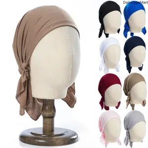 Women Elastic Cotton Turban, Solid Triangle Sleep Cap, Soft Breathable Pirate Headwrap