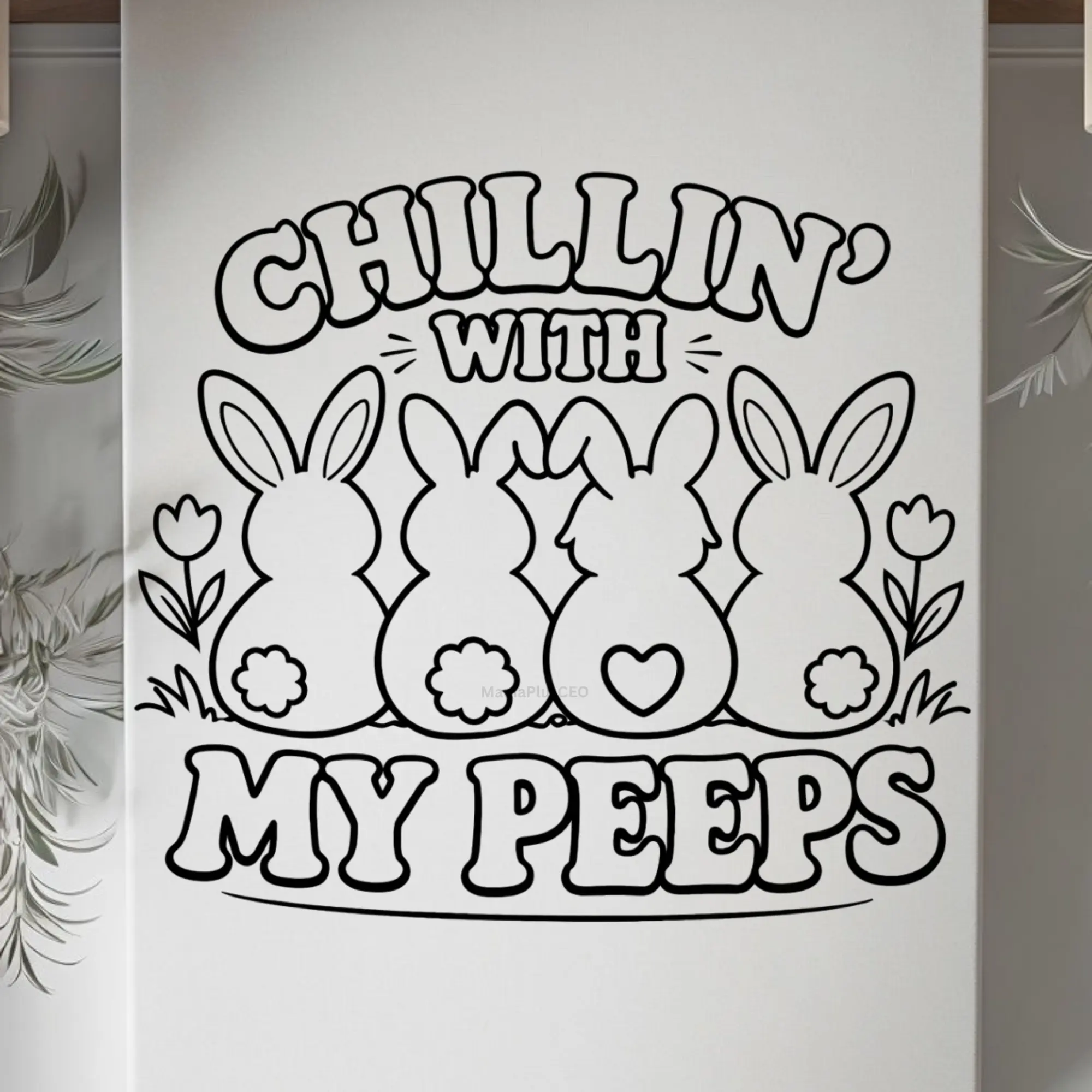DTF Transfer Outline - Press & Paint Outline, Color your own DTF Print - Easter - Bunny - Coloring Activity - Sip and Paint  Party