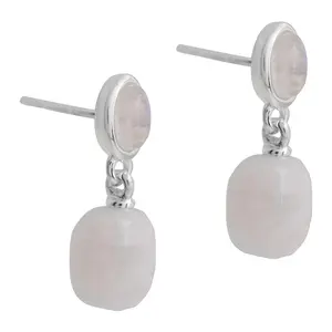 Affinity Gems Rainbow Moonstone Bead Drop Earrings, Sterling