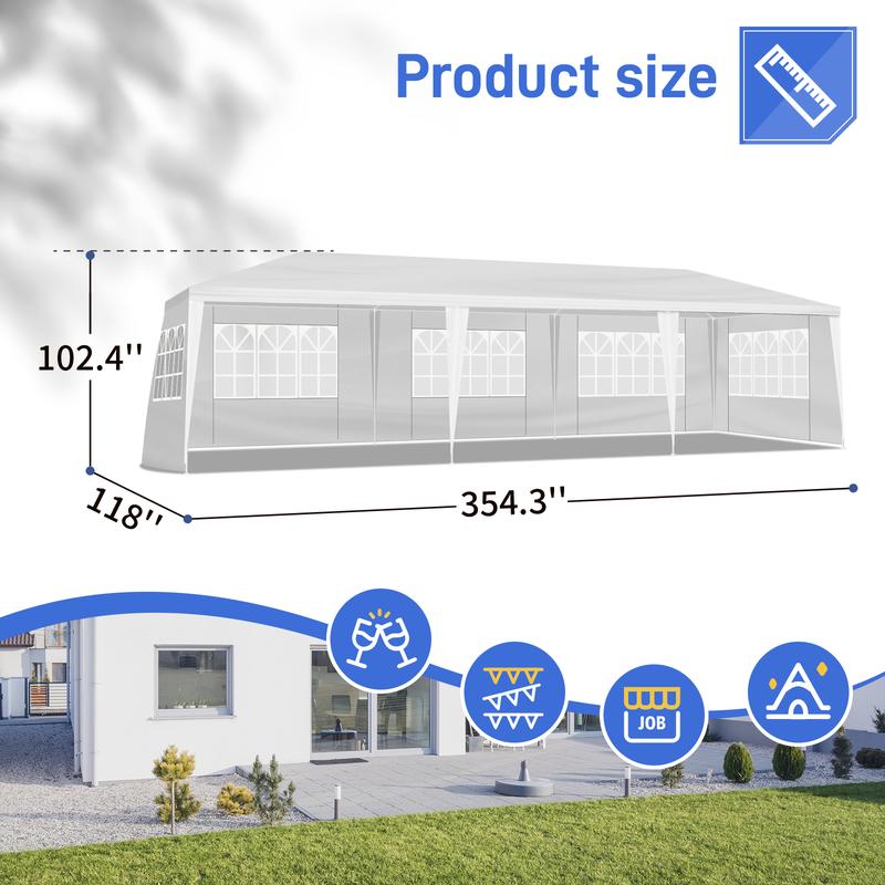 10'x10'/20'/30' Outdoor Canopy Tent, Party Tent with Removable Sidewalls, Event Tents for Parties, Outside Waterproof Wedding Canopy for Birthday, Holiday