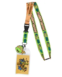 Teenage Mutant Ninja Turtles Character Design ID Badge Holder Lanyard With 2" Rubber Charm, Michelangelo