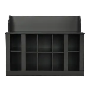 Shoe Storage Bench with Shelves and 4 Hooks, Elegant Hall Tree with Wall Mounted Coat Rack, Entryway Organizer For Hallway, Foyer, Mudroom Hanging Cabinet