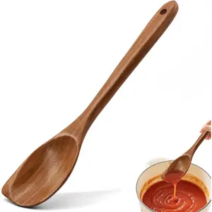 teak spoons and spatulas heat-resistant, non-, and ideal for non-stick cookware. The large cooking spoon offers a comfortable grip, effortlessly handling stirring and serving tasks.