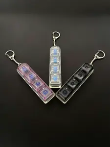 1pc Transparent Keycap 4-Key Keychain, Stress-Relief Pressing Sound Crisp Squeezable Toy Clip, Perfect for Anxiety Relief and Fun