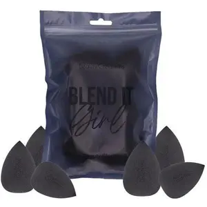 Beauty Creations Black Blend It Girl Makeup Sponges - 6 Piece Set for Liquid Cream & Powder Application - BGBBUPC: 6667619535646