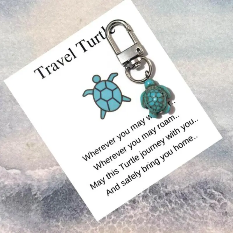 Cute Sea Turtle Animal Cartoon Key Ring, Cool Keychain in Artificial Turquoise for Car Keys, Decorative Bag Charm, Personalized Gift, Key Rings For Car Keys