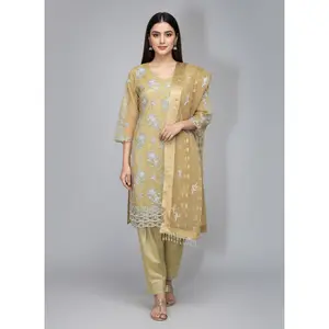 3 pcs soft organza with tilla and Sitara work