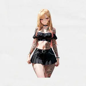 Marin Kitagawa Full Body Sticker, Cute Anime Waifu Decal, Tattoo Style Manga Girl, Stylish Otaku Sticker