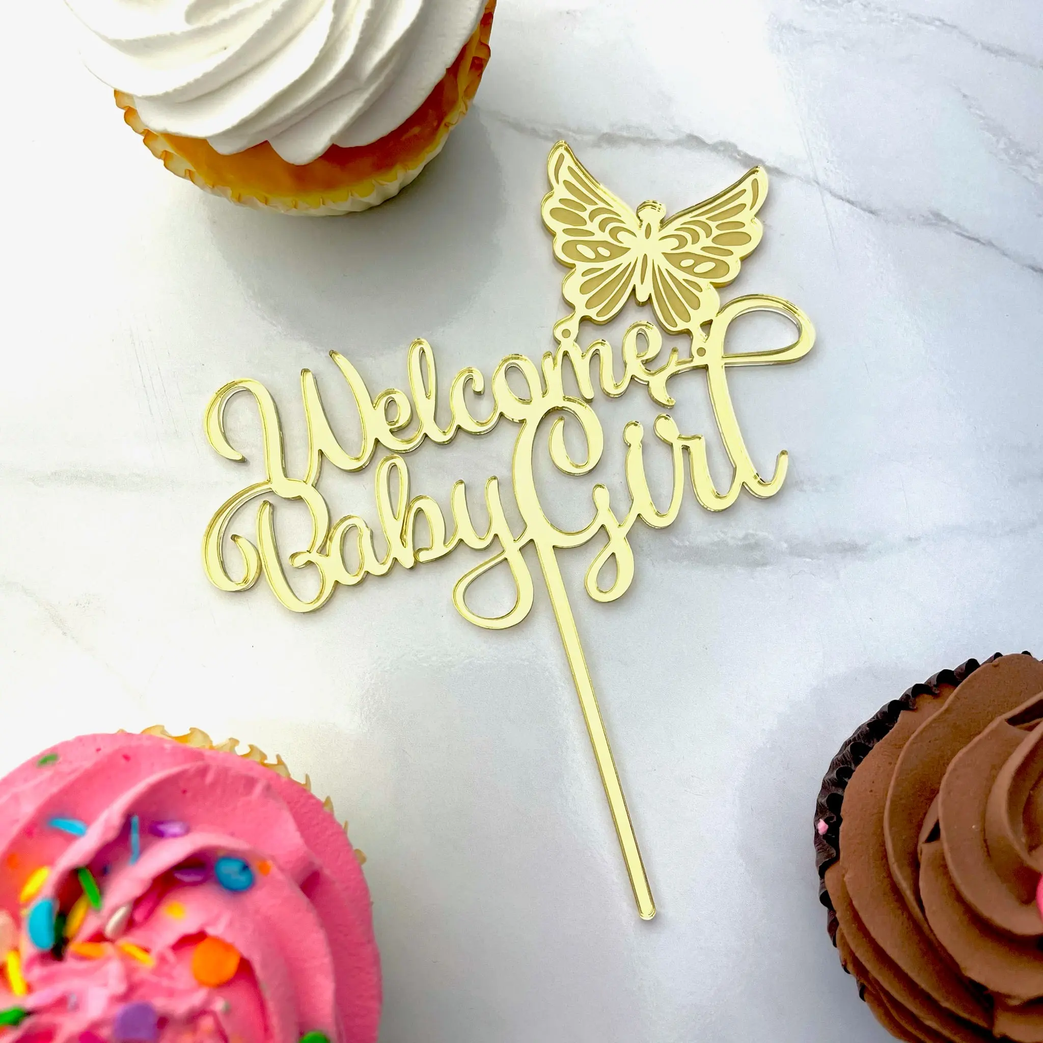 Baby Girl Butterfly Cake Topper