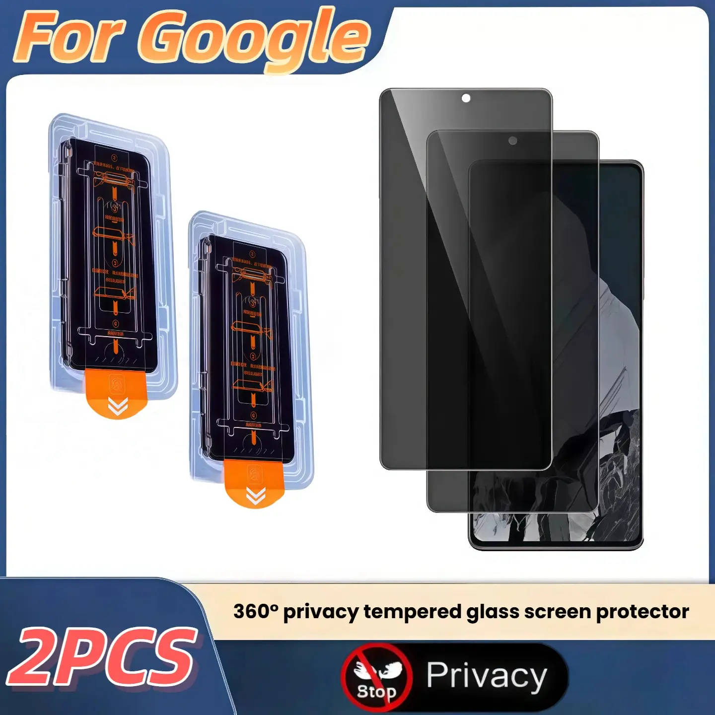 2-Pack Privacy Tempered Glass Screen Protector for Google Pixel Series, Ultra-Clear Anti-Spy Film, Easy Install, Scratch-Resistant, Accessories