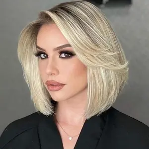 Jessie's Wig [Missy] Blonde Balayage Layered 13x6 Lace Front Bob Glueless Wig Human Hair