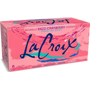 LaCroix Sparkling Water Razz-Cranberry 12 Fl Oz Pack of 8 Gluten Free Vegetarian Kosher Non-GMO Project Verified Whole 30 Approved 2 cases