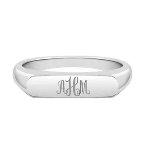 Thin Flat Signet Size 4-7 Kids / Teen Ring Engravable - Sterling Silver Thin Flat Signet Size 4-7 Kids / Teen Ring Engravable - Sterling Silver