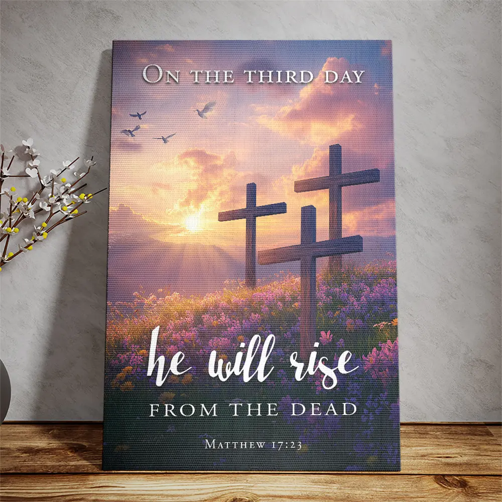 Petthouse | Easter Poster, Jesus He Will Rise From The Dead Poster Canvas, Christian Cross Art Home Decor, Art Wall Hanging