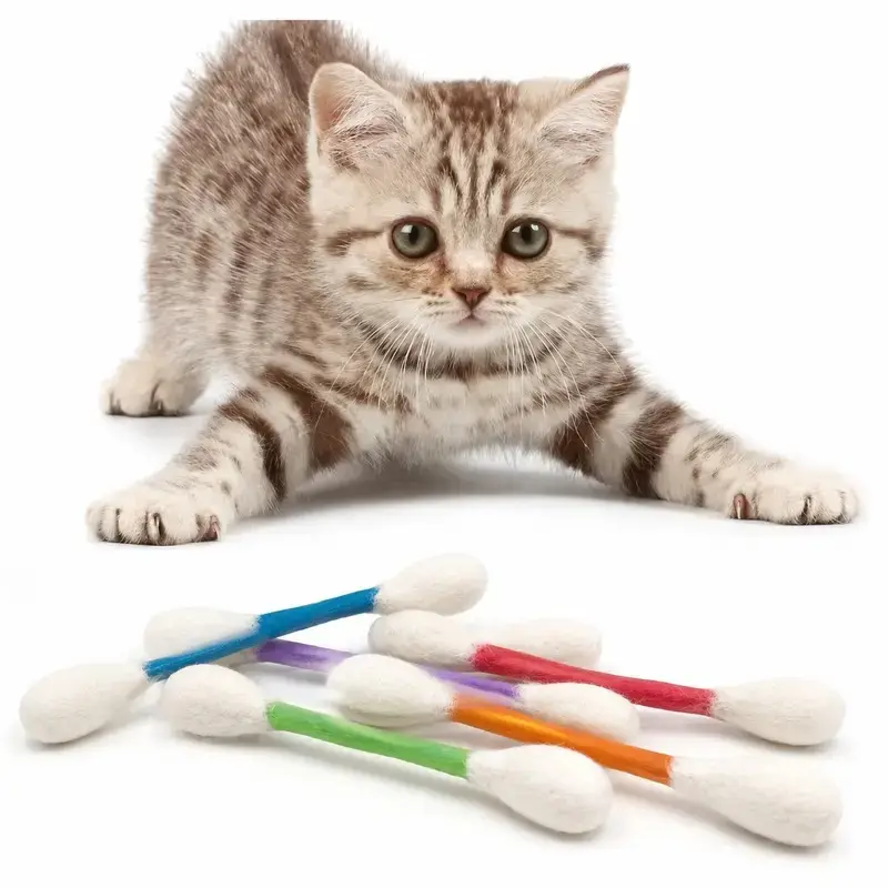 6-Pack Giant Q-Tip Double-Ended Cotton Swab Cat Teaser Sticks, Catnip-Infused Bite-Resistant Chew Toys, Relieves Boredom & Anxiety, Supports Dental Teething for Multi-Pet Homes, 2026 Holiday/Birthday Gift for Feline Enthusiasts