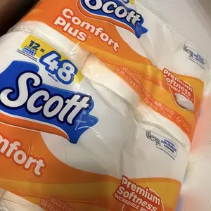 Scott ComfortPlus Wood Pulp Toilet Paper, 12 Mega Rolls Bulk Pack, Septic-Safe Unscented Wall-Mount Sheets, Basic Household Home Care Supply with Toilet Wipes Compatibility, Non-Conditioner Formula, Kitchen-Use Friendly