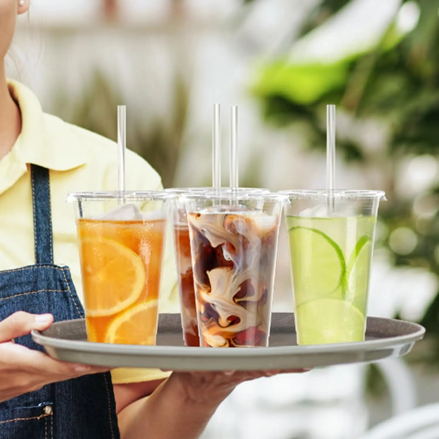 100 Pack - 20 oz Clear Plastic Cups with Lids and Straws, Sturdy & Food  Safe Iced Coffee Cups with lids, Disposable Plastic Smoothie Cups for Cold  Drinks - TikTok Shop
