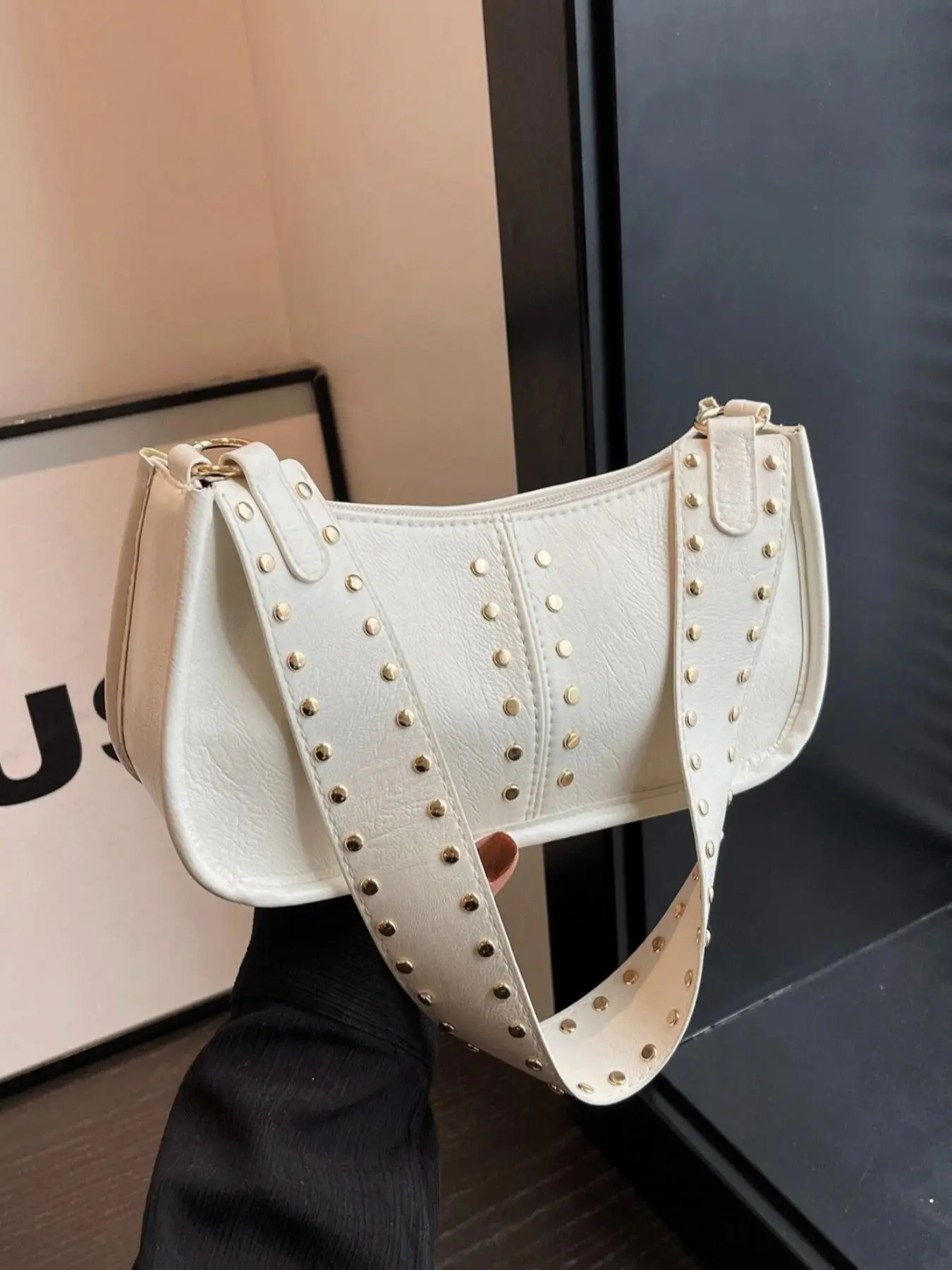Women's Y2K Style Studded Decorated Shoulder Bag, Vintage Trendy Crossbody Bag for Women, Crossbody Purses 2025, Fashionable Underarm Bag for Daily Us