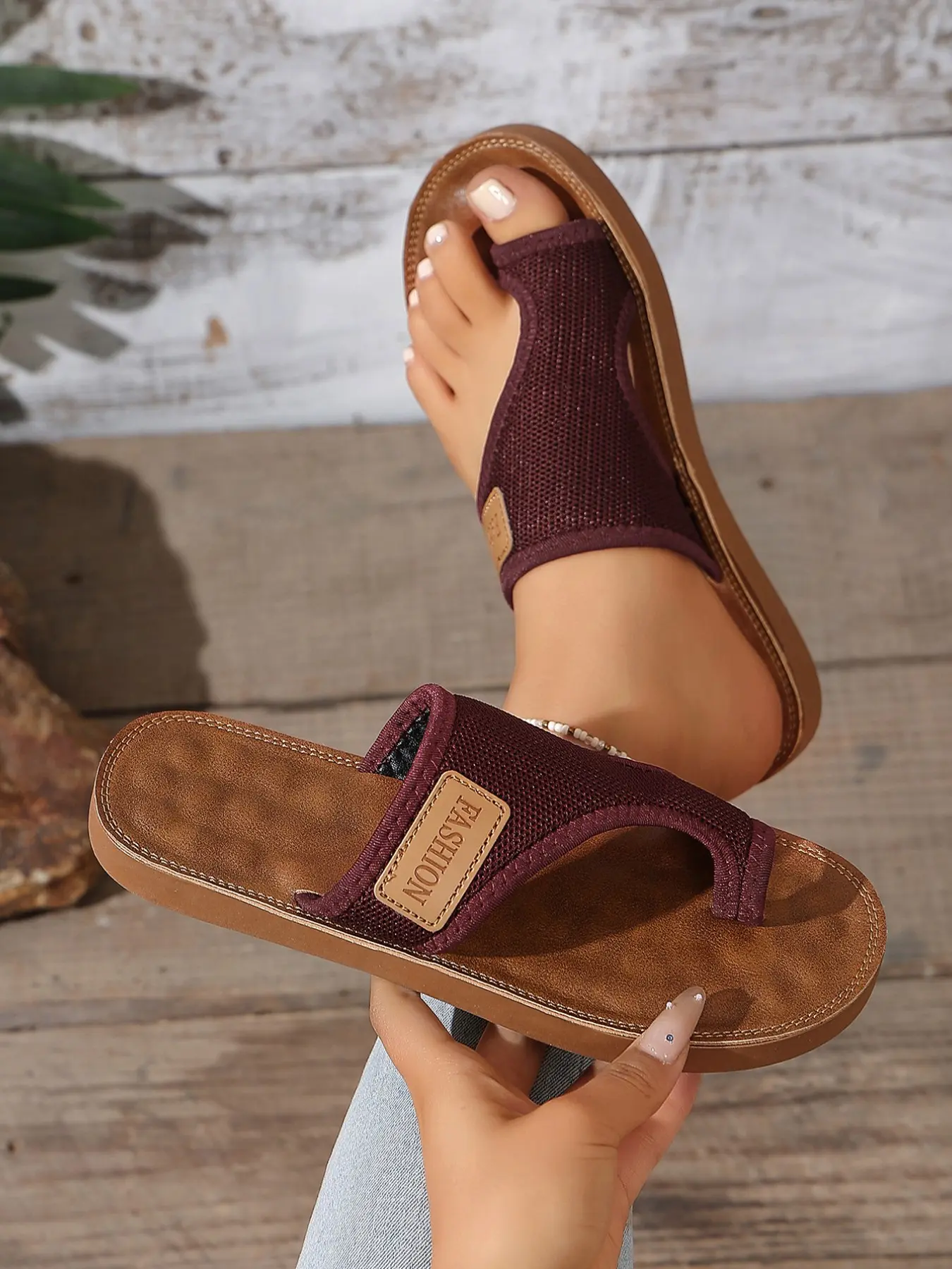 Women's Summer Fashion Slip-On Sandals Size 36-43, Casual Beach Vacation Slippers, Comfortable Open Toe Flat Shoes, Fashionable Casual Sandals