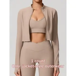 Women's Sporty Zipper Zip Front Jacket, Long Sleeve Running Gym Yoga Top, High Neck Thumb Loop Cuffs, All Seasons Polyester Fabric, Athletic Jackets, Athlete Jackets
