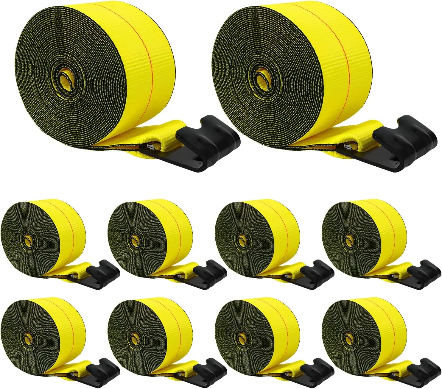 Winch Straps with Flat Hooks 10 Pack, 4'' x30' Heavy Duty Tie Down Winch Straps, 18,000 lbs Breaking Strength, Flatbed Straps, Heavy Duty Trailer Winch Strap for Flatbed Trailer, Truck, Cargo Secure