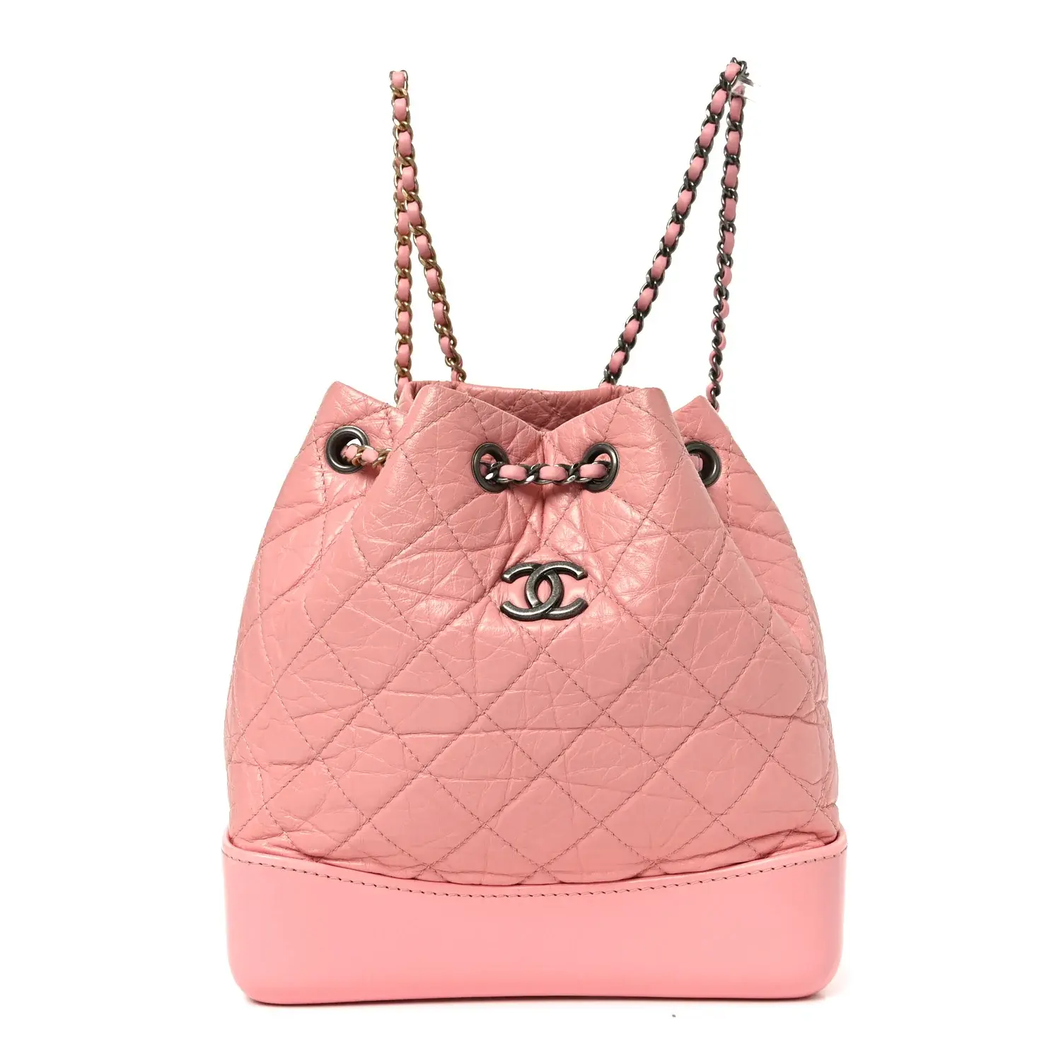 Pre-owned CHANEL Leather Backpacks Aged Calfskin Quilted Small Gabrielle Backpack Pink