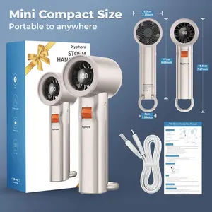 Portable Handheld Turbo Fan - 5000mAh Mini Personal Fan with 100 Adjustable Speeds, 20-Hour Runtime, Digital Display - Ideal for Travel, Outdoor Activities, and Camping Xyphora